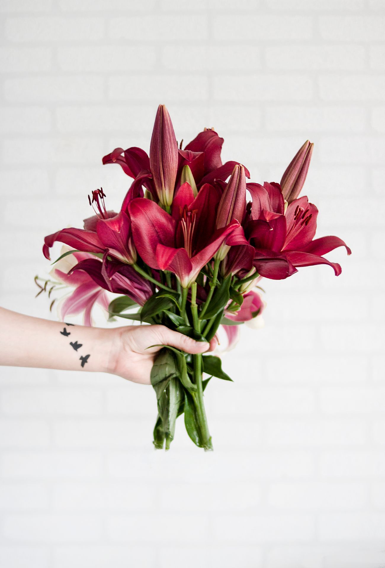A bouquet of memorial lilies